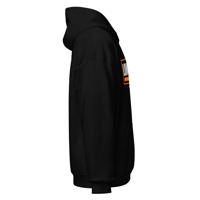 Right side view of United High School Longhorns Black Classic Unisex Hoodie 049