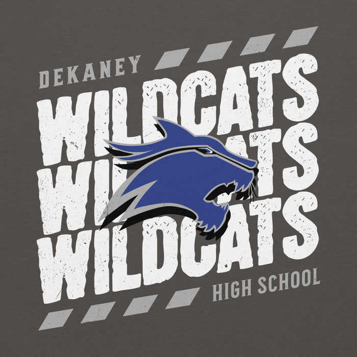Close-up view of Dekaney High School Wildcats Charcoal Grey Classic Unisex Hoodie 223