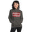 Woman wearing North Shore High School Mustangs Dark Grey Classic Unisex Hoodie 098