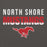 Close-up view of North Shore High School Mustangs Dark Grey Classic Unisex Hoodie 024