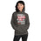 Woman wearing Odessa High School Bronchos Dark Grey Classic Unisex Hoodie 232