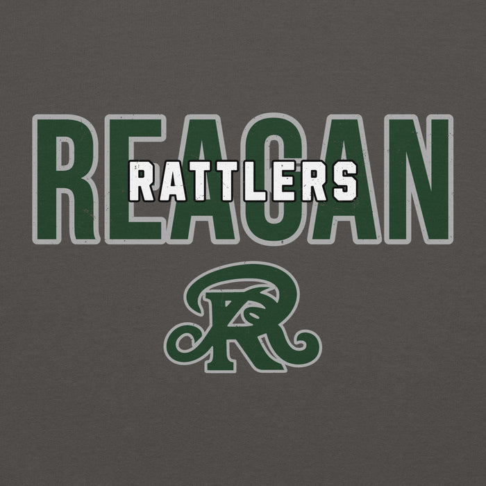 Back view of Reagan High School Rattlers Dark Grey Classic Unisex Hoodie 227