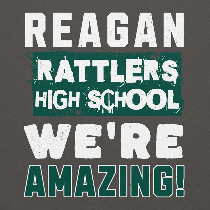 Close-up view of Reagan High School Rattlers Dark Grey Classic Unisex Hoodie 231