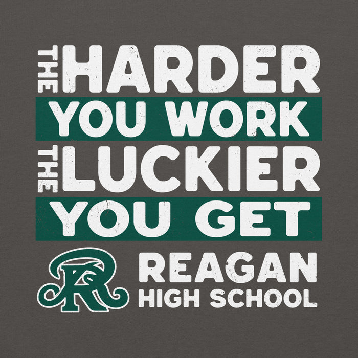 Close-up view of Reagan High School Rattlers Dark Grey Classic Unisex Hoodie 238