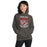 Woman wearing Round Rock High School Dragons Dark Grey Classic Unisex Hoodie 204