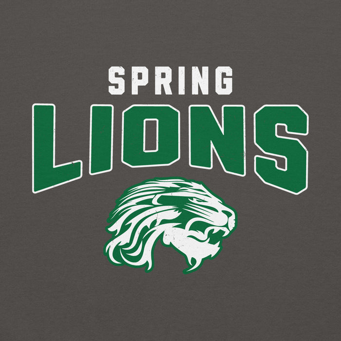 Close-up view of Spring High School Lions Dark Grey Classic Unisex Hoodie 234