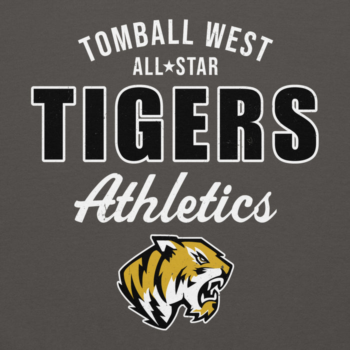 Close-up view of Tomball West High School Tigers Dark Grey Classic Unisex Hoodie 034
