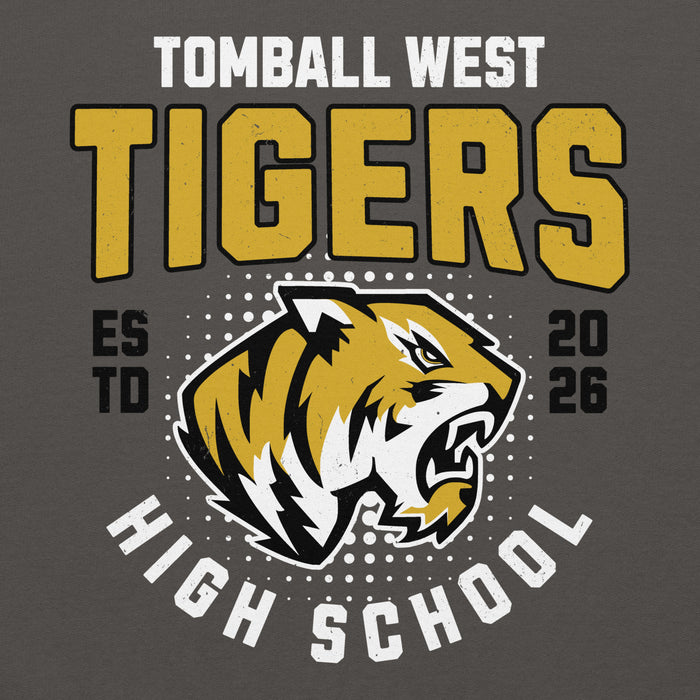 Close-up view of Tomball West High School Tigers Dark Grey Classic Unisex Hoodie 204