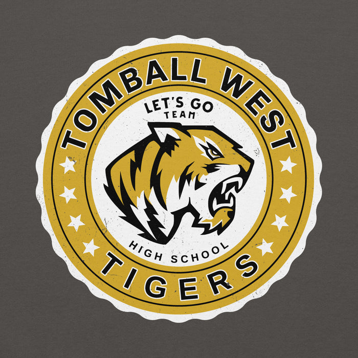 Close-up view of Tomball West High School Tigers Dark Grey Classic Unisex Hoodie 216