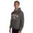 Man wearing North Shore High School Mustangs Dark Grey Classic Unisex Hoodie 211