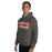 Man wearing North Shore High School Mustangs Dark Grey Classic Unisex Hoodie 098