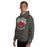 Man wearing North Shore High School Mustangs Dark Grey Classic Unisex Hoodie 213