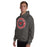 Man wearing North Shore High School Mustangs Dark Grey Classic Unisex Hoodie 224