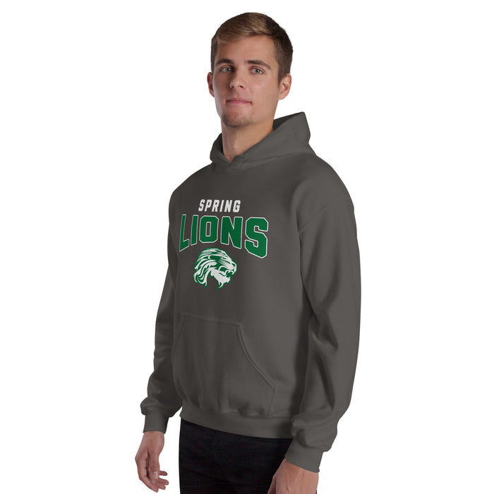 Man wearing Spring High School Lions Dark Grey Classic Unisex Hoodie 234
