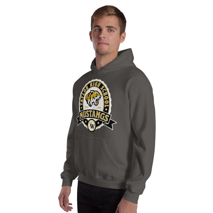Man wearing Tomball West High School Tigers Dark Grey Classic Unisex Hoodie 212