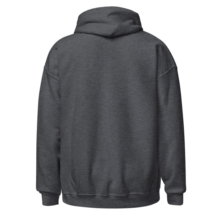 Back view of Cypress Falls High School Eagles Dark Grey Heather Classic Unisex Hoodie 212