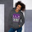 Woman wearing a Klein Cain High School Hurricanes Dark Heather Classic Hoodie 01