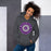 Woman wearing a Klein Cain High School Hurricanes Dark Heather Classic Hoodie 02