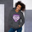 Woman wearing a Klein Cain High School Hurricanes Dark Heather Classic Hoodie 14