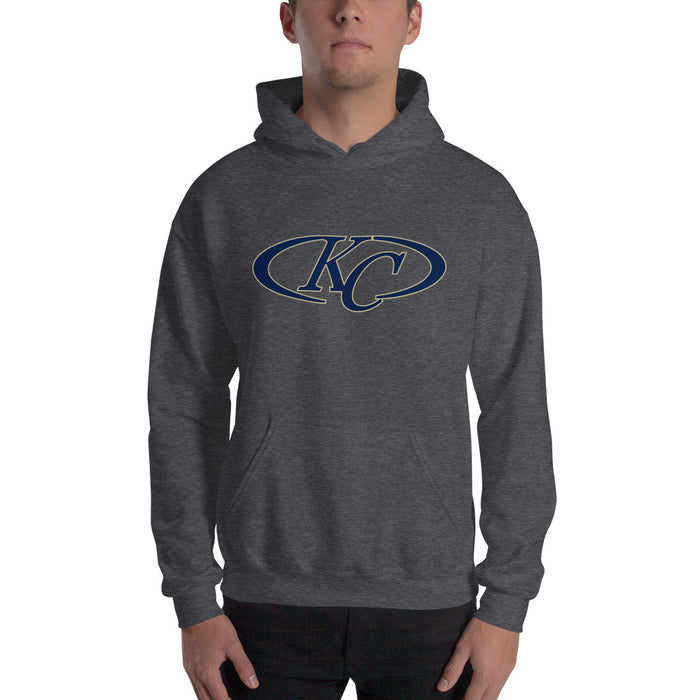 Man Wearing a Klein Collins High School Tigers Dark Heather Classic Unisex Hoodie 08