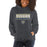 Woman wearing a Klein Collins High School Tigers Dark Heather Classic Unisex Hoodie 49