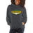 Woman wearing a Klein Forest High School Dark Heather Classic Unisex Hoodie 09