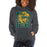 Woman wearing a Klein Forest High School Dark Heather Classic Unisex Hoodie 20