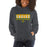 Woman wearing a Klein Forest High School Dark Heather Classic Unisex Hoodie 49