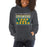 Woman wearing a Klein Forest High School Dark Heather Classic Unisex Hoodie 86