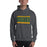 Man wearing a Klein Forest High School Dark Heather Classic Unisex Hoodie 98