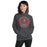 Woman wearing The Woodlands High School Highlanders Dark Heather Classic Unisex Hoodie 214