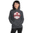 Woman wearing North Shore High School Mustangs Dark Grey Classic Unisex Hoodie 209