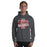 Man wearing North Shore High School Mustangs Dark Grey Classic Unisex Hoodie 210