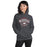 Woman wearing North Shore High School Mustangs Dark Grey Classic Unisex Hoodie 211