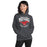 Woman wearing North Shore High School Mustangs Dark Grey Classic Unisex Hoodie 213