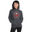 Woman wearing North Shore High School Mustangs Dark Grey Classic Unisex Hoodie 214