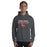 Man wearing North Shore High School Mustangs Dark Grey Classic Unisex Hoodie 222