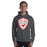 Man wearing North Shore High School Mustangs Dark Grey Classic Unisex Hoodie 225