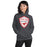 Woman wearing North Shore High School Mustangs Dark Grey Classic Unisex Hoodie 225