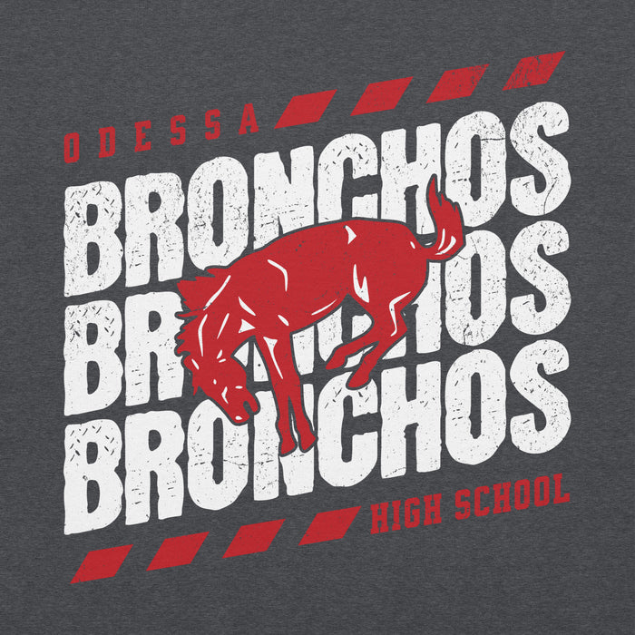 Close-up view of Odessa High School Bronchos Dark Grey Classic Unisex Hoodie 223