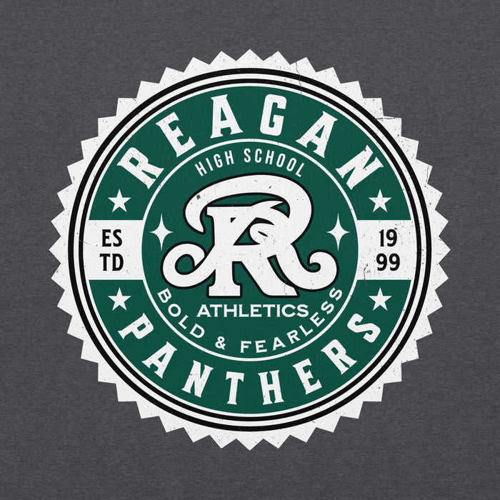 Close-up view of Reagan High School Rattlers Dark Grey Classic Unisex Hoodie 203