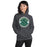 Woman wearing Cypress Falls High School Eagles Dark Grey Heather Classic Unisex Hoodie 203