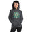 Woman wearing Cypress Falls High School Eagles Dark Grey Heather Classic Unisex Hoodie 212