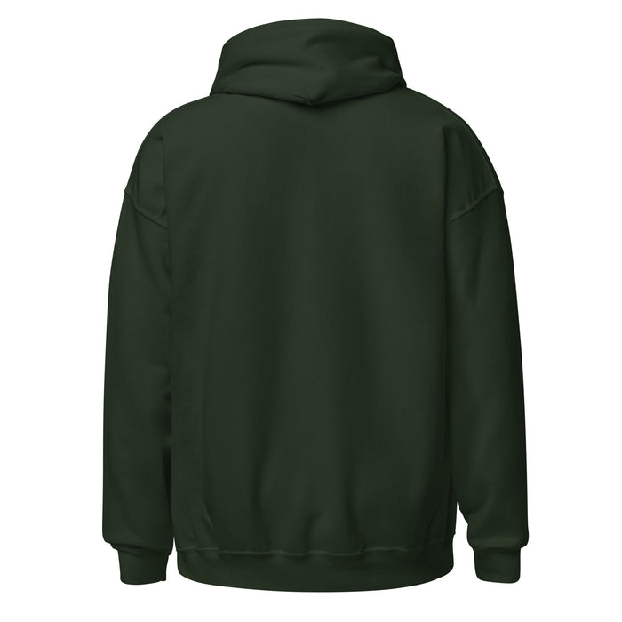 Back view of The Woodlands High School Highlanders Forest Green Classic Unisex Hoodie 024