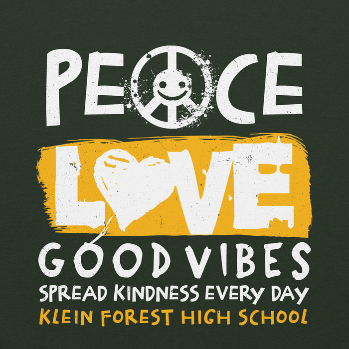 Close-up view of Klein Forest High School Golden Eagles Forest Green Classic Unisex Hoodie 240