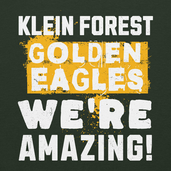Close-up view of Klein Forest High School Golden Eagles Forest Green Classic Unisex Hoodie 231