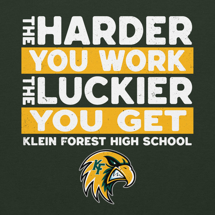 Close-up view of Klein Forest High School Golden Eagles Forest Green Classic Unisex Hoodie 238