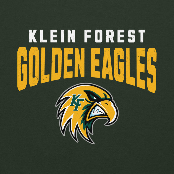 Close-up view of Klein Forest High School Golden Eagles Forest Green Classic Unisex Hoodie 234