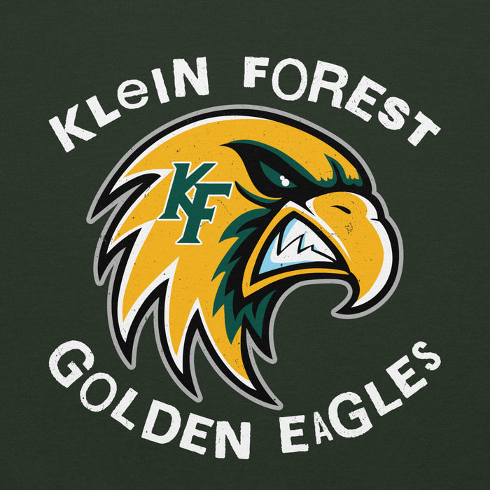 Close-up view of Klein Forest High School Golden Eagles Forest Green Classic Unisex Hoodie 228