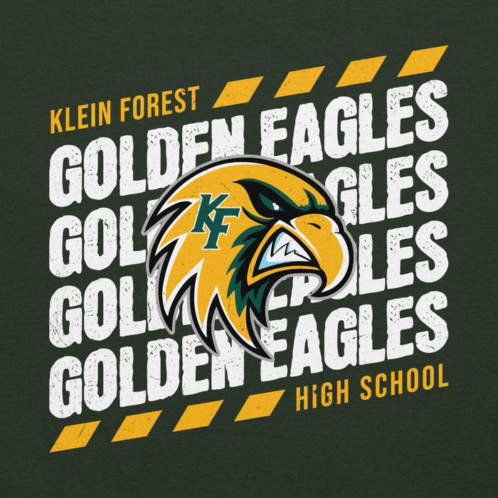 Close-up view of Klein Forest High School Golden Eagles Forest Green Classic Unisex Hoodie 223